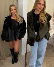 Load image into Gallery viewer, Super soft premium fluffy faux leather and faux fur jacket coat