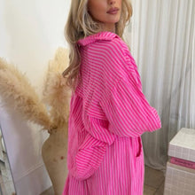 Load image into Gallery viewer, Cotton cheese cloth Striped, leopard fuchsia Summer Blouse Shirt and trouser coord sets for Women - Womenswear, Top