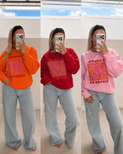Load image into Gallery viewer, Clement - Oversized bright orange sun print jumper
