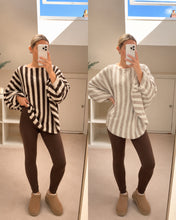 Load image into Gallery viewer, Lea - OVERSIZED STRIPE ADJUSTABLE BUBBLE SLEEVE FINE KNIT JUMPER
