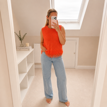Load image into Gallery viewer, Crochet Top with Fringe Detail - Light Blue Sleeveless Top for Women

