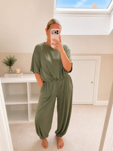Load image into Gallery viewer, Penny - Soft ribbed cuffed lounge set with elasticated waist and balloon style top
