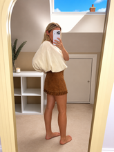 Load image into Gallery viewer, Jessie - camel brown stud tassel skort
