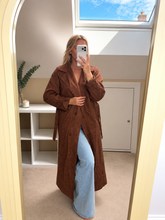 Load image into Gallery viewer, Indigo - Brown Faux suede jacket coat
