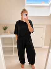 Load image into Gallery viewer, Penny - Soft ribbed cuffed lounge set with elasticated waist and balloon style top
