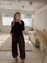 Load image into Gallery viewer, Aria - Chocolate pu cuffed trousers
