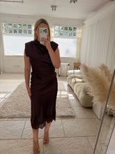 Load image into Gallery viewer, Phoebe - Chocolate satin bottom lace detail skirt
