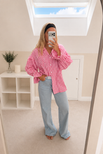 Load image into Gallery viewer, Yaz - Gingham print oversized ruched sleeve shirt
