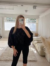 Load image into Gallery viewer, Lulu - Black oversized soft lace balloon sleeve top
