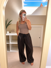 Load image into Gallery viewer, Aria - Chocolate pu cuffed trousers
