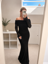 Load image into Gallery viewer, Ophelia - Lace sparkle Embellished Bardot Maxi Dress
