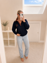 Load image into Gallery viewer, Valentina - Faux leather collar New York slogan soft knit
