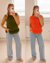 Load image into Gallery viewer, Crochet Top with Fringe Detail - Light Blue Sleeveless Top for Women

