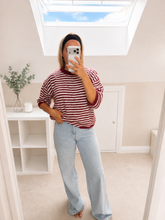 Load image into Gallery viewer, Kianna - Berry stripe short sleeve knit
