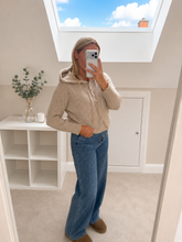 Load image into Gallery viewer, Liv - Beige super soft button up hoodie
