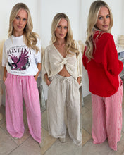 Load image into Gallery viewer, Women's linen Stripe Maxi trousers for Casual Wear - Womenswear
