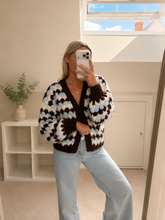 Load image into Gallery viewer, Heather - Chunky Chocolate Blue knit cardigan
