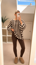 Load image into Gallery viewer, Lea - OVERSIZED STRIPE ADJUSTABLE BUBBLE SLEEVE FINE KNIT JUMPER
