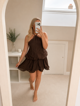 Load image into Gallery viewer, Yasmin - Chiffon halterneck mini dress with built in skort
