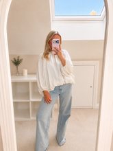 Load image into Gallery viewer, Eliza - Drape satin balloon sleeve tie neck blouse
