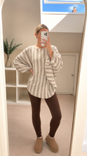 Load image into Gallery viewer, Lea - OVERSIZED STRIPE ADJUSTABLE BUBBLE SLEEVE FINE KNIT JUMPER
