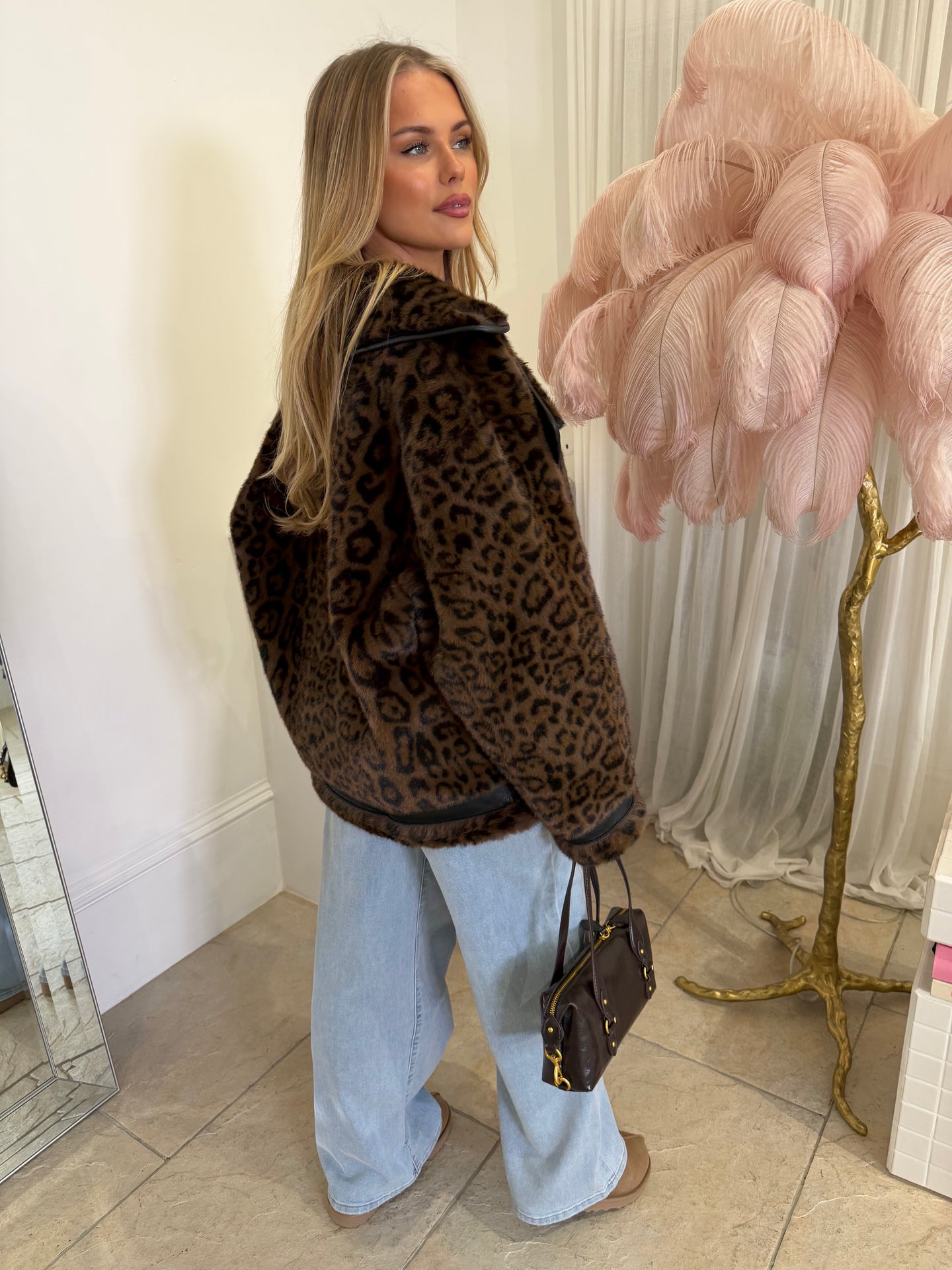 Leopard - Faux fur biker style