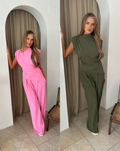 Load image into Gallery viewer, Two Piece Trouser and Asymmetric Top and trouser Set for Women
