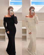 Load image into Gallery viewer, Ophelia - Lace sparkle Embellished Bardot Maxi Dress
