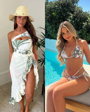 Load image into Gallery viewer, Rain forest detail bikini swimsuit and kaftan
