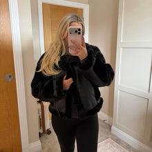 Load image into Gallery viewer, Super soft premium fluffy faux leather and faux fur jacket coat
