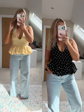 Load image into Gallery viewer, Tate - Polkadot peplum bubble hem top
