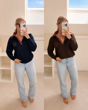 Load image into Gallery viewer, Valentina - Faux leather collar New York slogan soft knit
