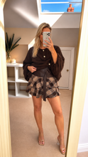 Load image into Gallery viewer, Lisbon - Pu waist plaid tiered ruffle skirt
