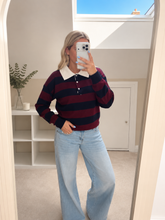Load image into Gallery viewer, River - Rugby style soft stripe knit long sleeve sweatshirt jumper
