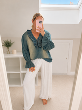 Load image into Gallery viewer, Tina - Oversized ruffle collar denim shirt
